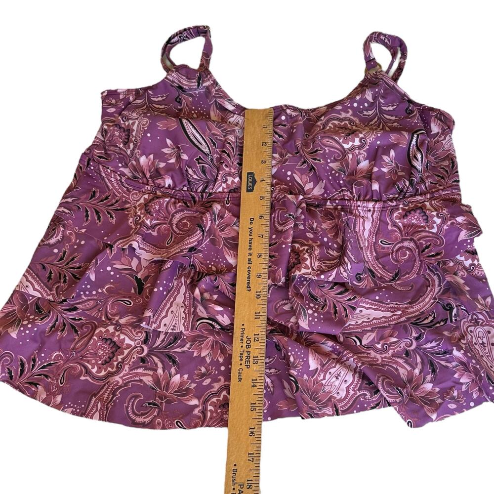 Womens Swim Top Size 20W Tankini Only Paisley Purple Pink Black Layers Stretch - Picture 3 of 8